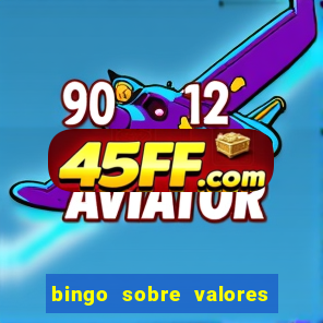 bingo sobre valores para imprimir